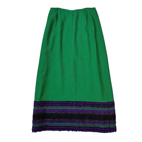 70s vintage wool finnish folk maxi skirt boho arola finland green textured. - Picture 4 of 8